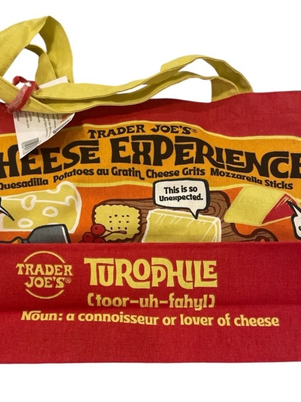 Trader Joe's Cheese Bag Tote - Yellow & Orange Print - Picture 3 of 4